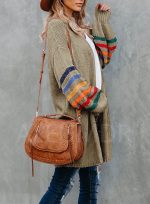 Aleumdr Plus Size Cardigan for Women Long Stripe Knit Open Front Sweaters Jacket 2XL - Image 10
