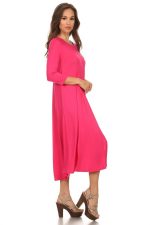NMC Women's PLUS trendy style, solid, 3/4 sleeve dress. - Image 2