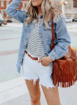 Eytino Denim Jacket for Women Long Sleeve Boyfriend Jean Jacket Loose Coat Sky Blue S Female - Image 5