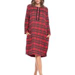 Ashford & Brooks Women's Flannel Plaid Long Sleeve Nightgown