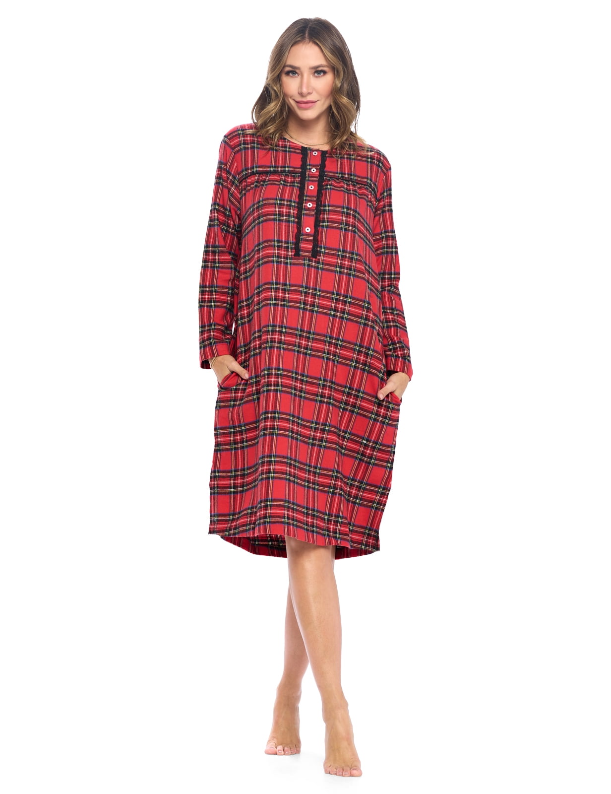 Ashford-Brooks-Women-s-Flannel-Plaid-Long-Sleeve-Nightgown_f7fe3fd3-3609-438a-a2d6-988005a15f82.b53ac9119724cffcf10c37397ddb0e73 Ashford & Brooks Women's Flannel Plaid Long Sleeve Nightgown - Image 1