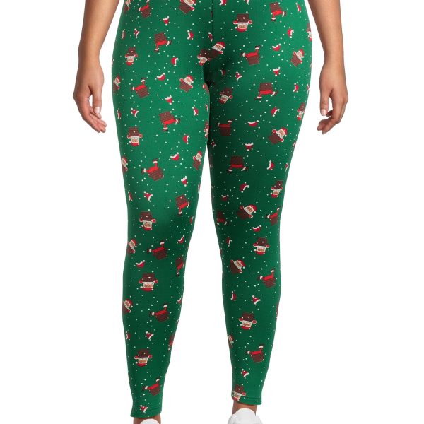 Christmas Women's Plus Size Brushed Leggings from Feeling Festive, 2-Pack, 28” Inseam