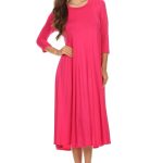 NMC Women's PLUS trendy style, solid, 3/4 sleeve dress.