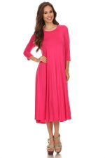 NMC Women's PLUS trendy style, solid, 3/4 sleeve dress.
