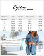 Eytino Denim Jacket for Women Long Sleeve Boyfriend Jean Jacket Loose Coat Sky Blue S Female - Image 3