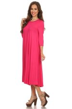 NMC Women's PLUS trendy style, solid, 3/4 sleeve dress. - Image 3